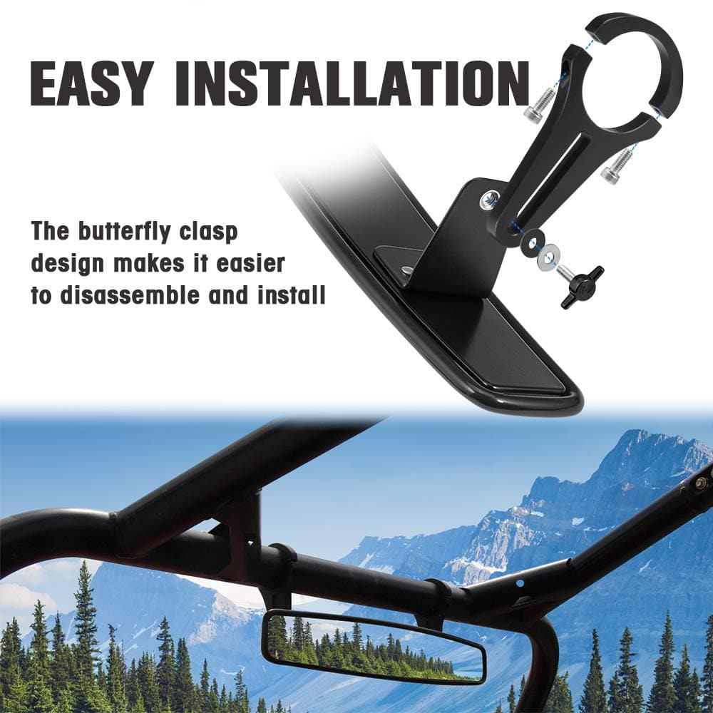 Photo of Rear View Mirror with 1.75" Clamps and Convex Design for Polaris RZR by Kemimoto - Premium for UTVs / Side by Sides
