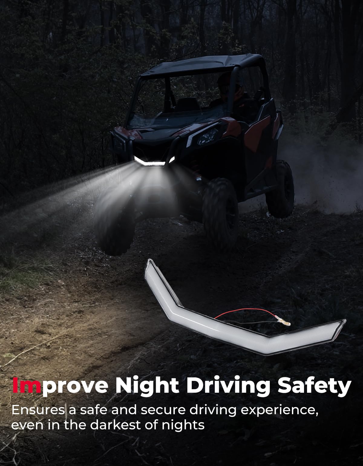 Photo of Kemimoto Front Grille Light, LED Accent Light for Can-Am Maverick Trail Sport by Kemimoto - Premium for UTVs / Side by Sides