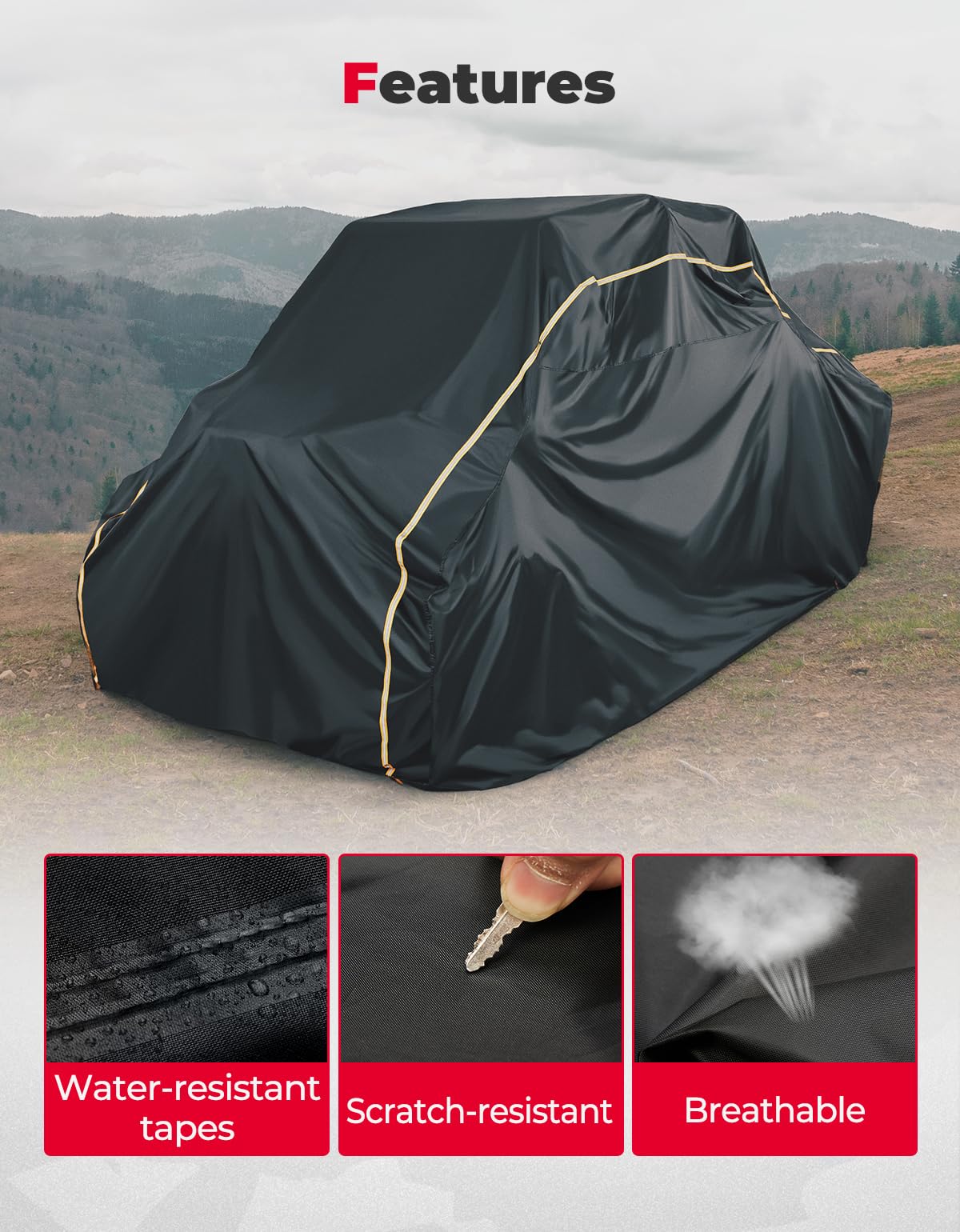 Photo of 4-Seater UTV Cover for RZR / Ranger / Defender / UForce / Mule by Kemimoto - Premium for UTVs / Side by Sides