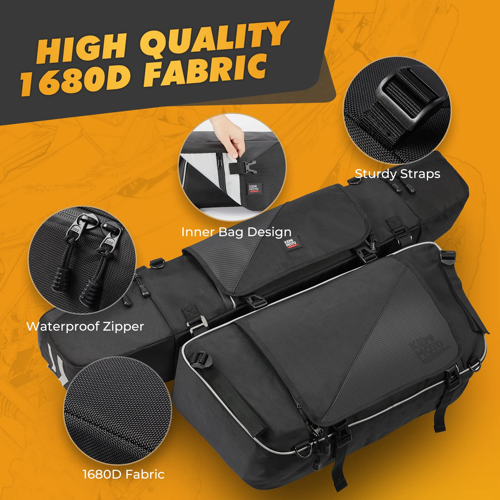 Photo of Upgraded 1680D Rear Cargo Bag for Polaris RZR XP 1000 2014-2023 by Kemimoto - Premium for UTVs / Side by Sides