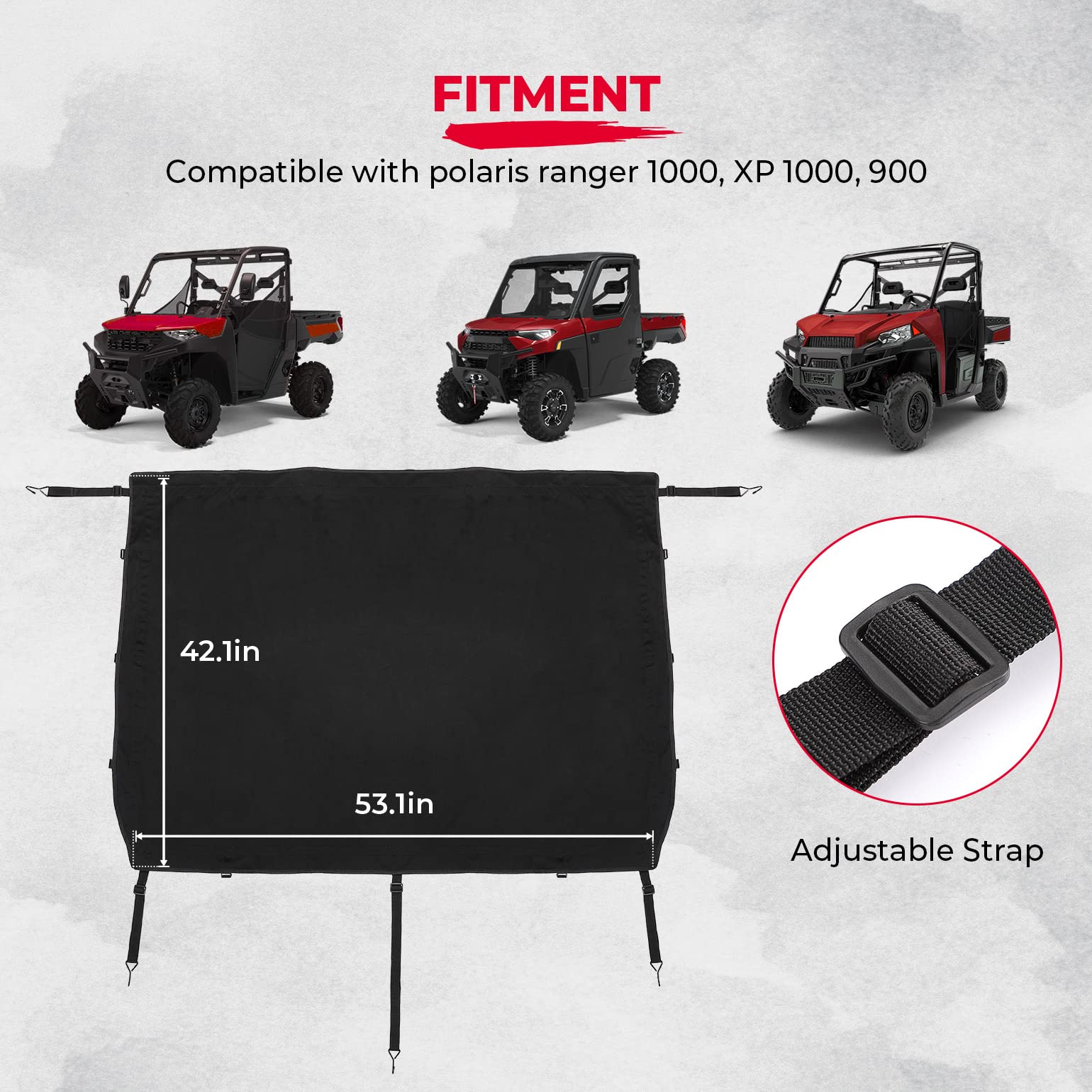 Photo of UTV Cargo Bed Cover for Polaris Ranger XP 1000 / Crew by Kemimoto - Premium for UTVs / Side by Sides