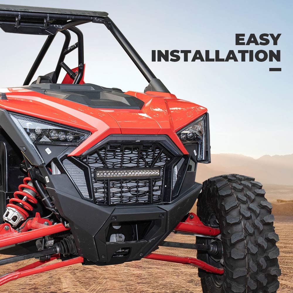 Photo of Kemimoto Front Mesh Grill with LED Light Bar for Polaris RZR PRO XP/TURBO R by Kemimoto - Premium for UTVs / Side by Sides