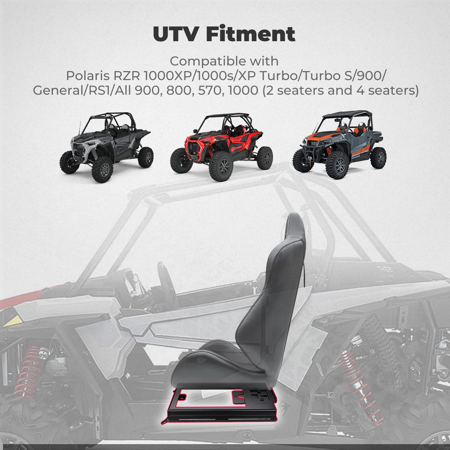 Photo of UTV Metal Seat Lowering Base for Polaris RZR 800 900 S 1000 XP Turbo S by Kemimoto - Premium for UTVs / Side by Sides