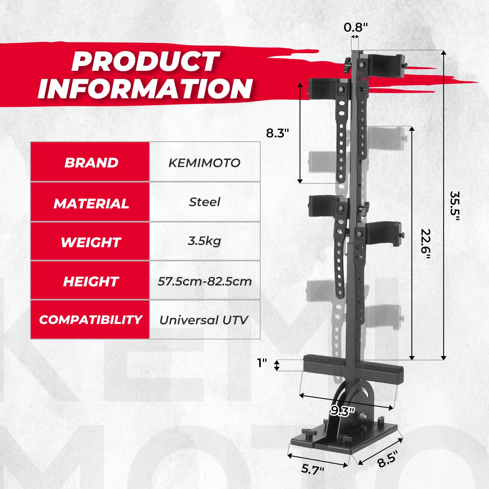 Photo of UTV Shotgun Holder, Floor Vertical Mount Holder by Kemimoto - Premium for UTVs / Side by Sides