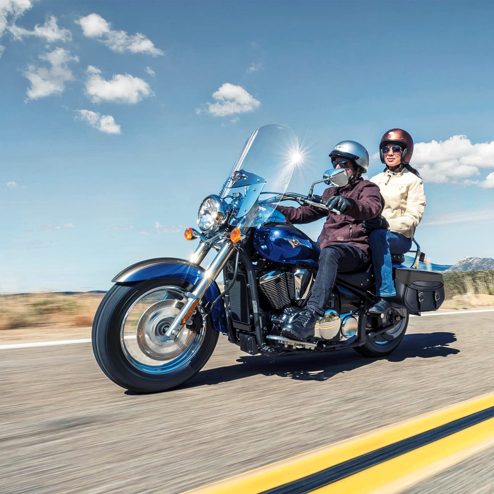 Photo of Motorcycle Synthetic Leather Saddlebags for Harley by Kemimoto - Premium for UTVs / Side by Sides
