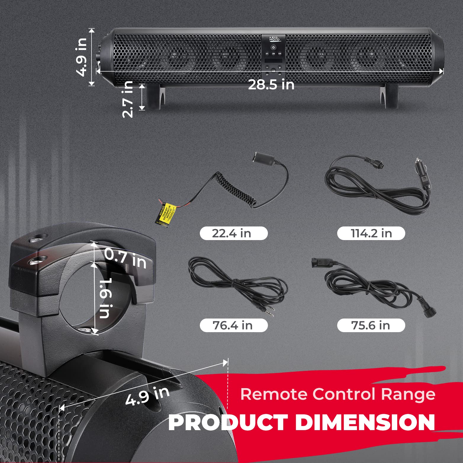 Photo of Kemimoto 6 Speaker UTV Bluetooth Sound Bar for Polaris RZR/ 570/ 800/ 900/XP/1000/ Pro by Kemimoto - Premium for UTVs / Side by Sides
