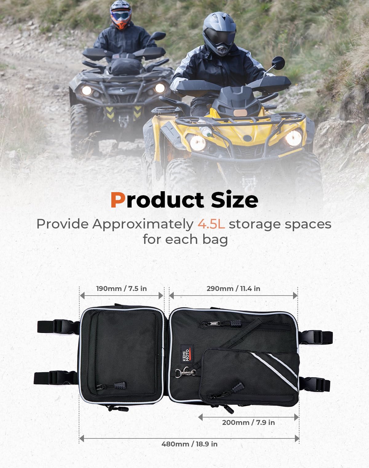 Photo of 1 Pair ATV Fender Bag with Cup Holder for sportsman Fourtrax Foreman Grizzly by Kemimoto - Premium for UTVs / Side by Sides
