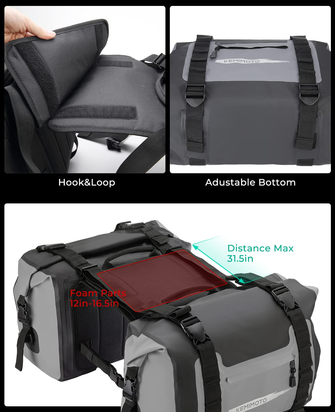 Photo of Luggage Bag, Waterproof Saddle Bags Side Bags for Motorbike Travel (25L*2) by Kemimoto - Premium for UTVs / Side by Sides