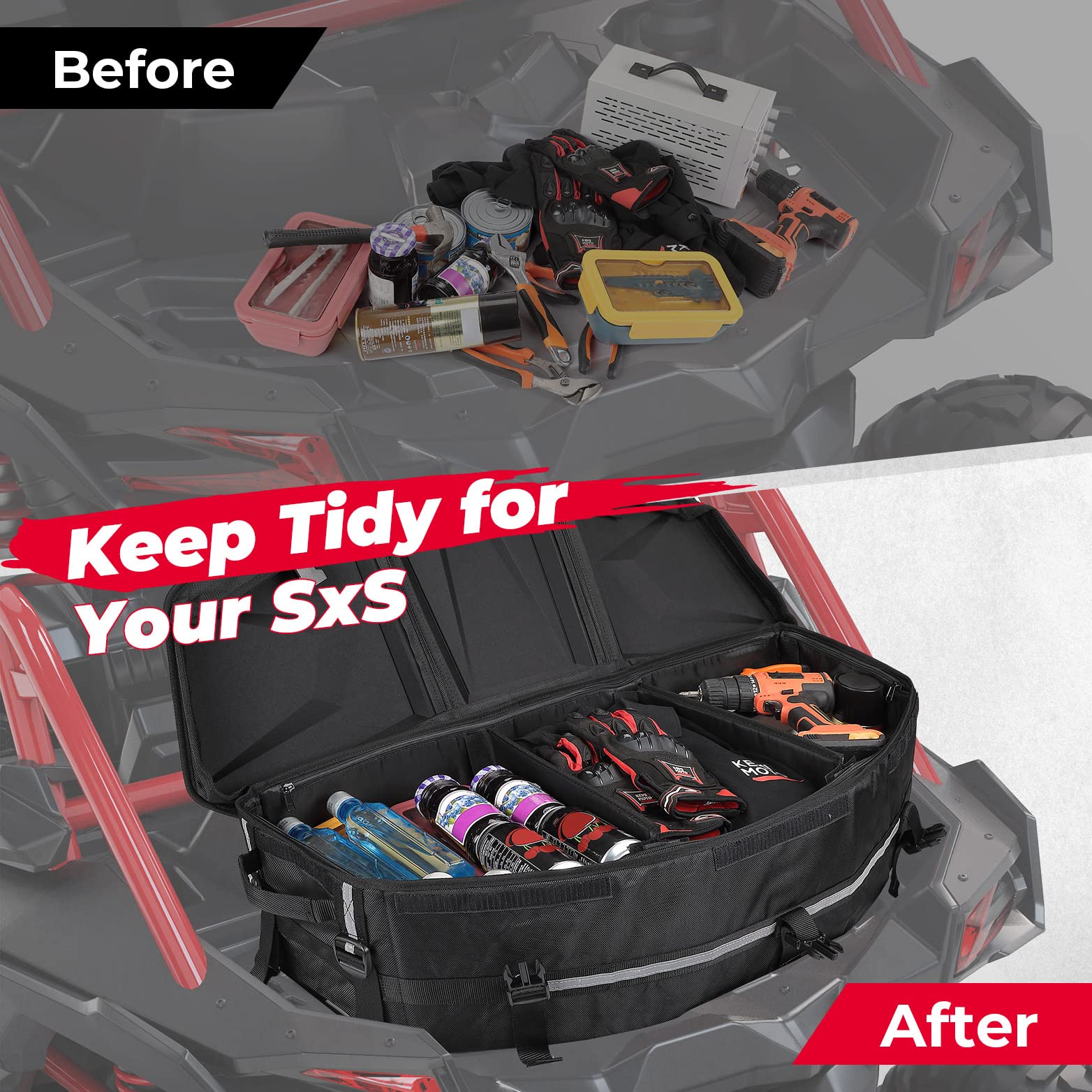 Photo of Rear Storage Bag for Can-Am Maverick X3/MAX by Kemimoto - Premium for UTVs / Side by Sides