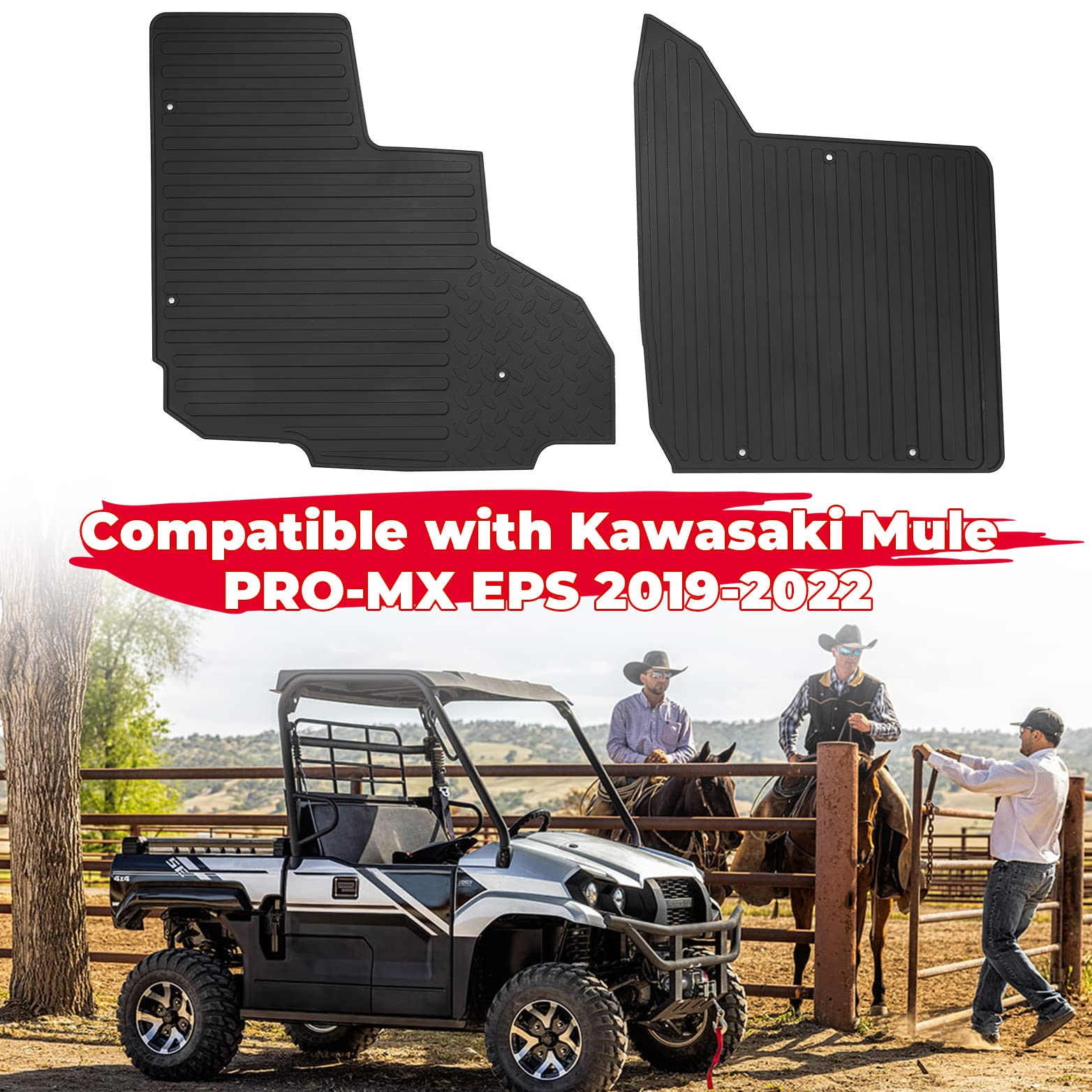 Photo of Floor Mats for Kawasaki Mule PRO MX by Kemimoto - Premium for UTVs / Side by Sides