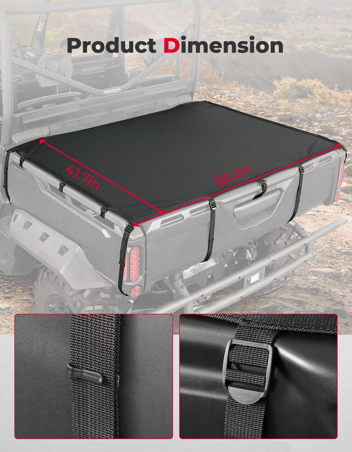 Photo of Stretchable Cargo Bed Net for Can-Am Defender / Polaris Ranger General by Kemimoto - Premium for UTVs / Side by Sides