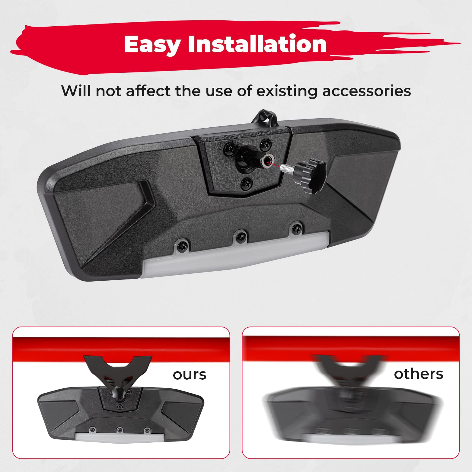 Photo of LED Rear Mirror w/Interior Lights for Can-Am Maverick X3 / X3 MAX by Kemimoto - Premium for UTVs / Side by Sides