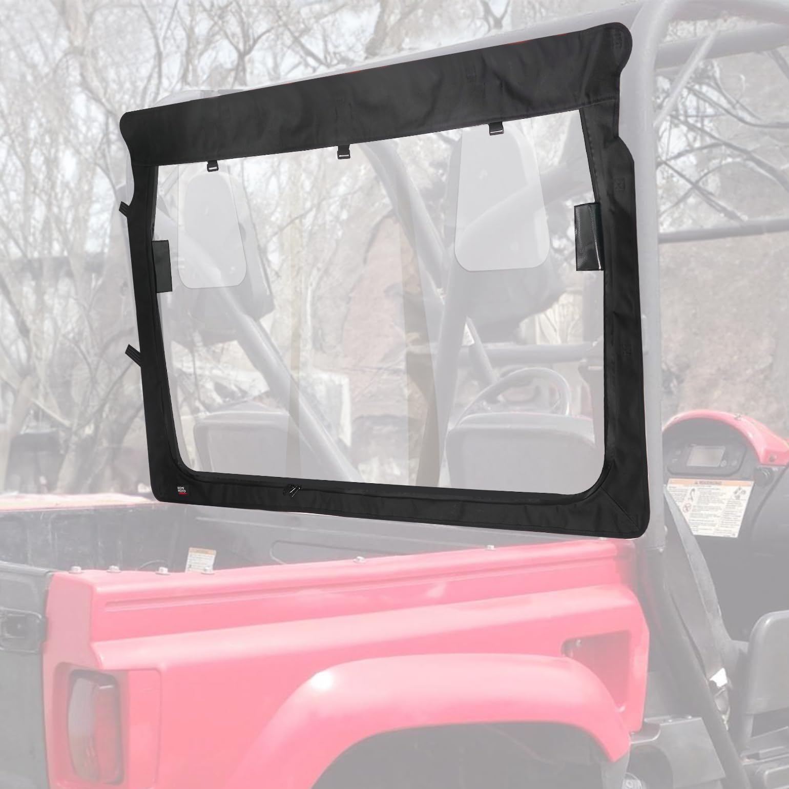 Photo of Rear Windshield with Zipper Back for Yamaha Rhino / Massimo by Kemimoto - Premium for UTVs / Side by Sides