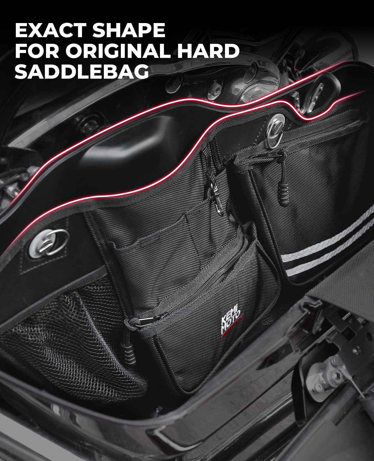Photo of Saddle Bag Organizers for 2014-2024 Street Glide Road King Road Glide Electra Glide by Kemimoto - Premium for UTVs / Side by Sides