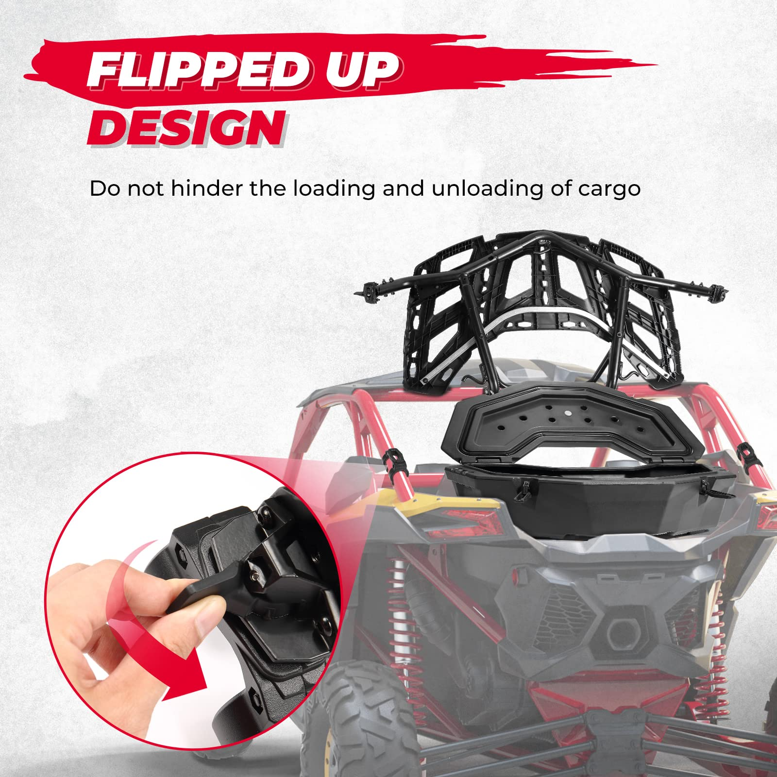 Photo of Rear Rack Spare Tire Rack with Gas Strut for Can Am X3 / X3 Max by Kemimoto - Premium for UTVs / Side by Sides