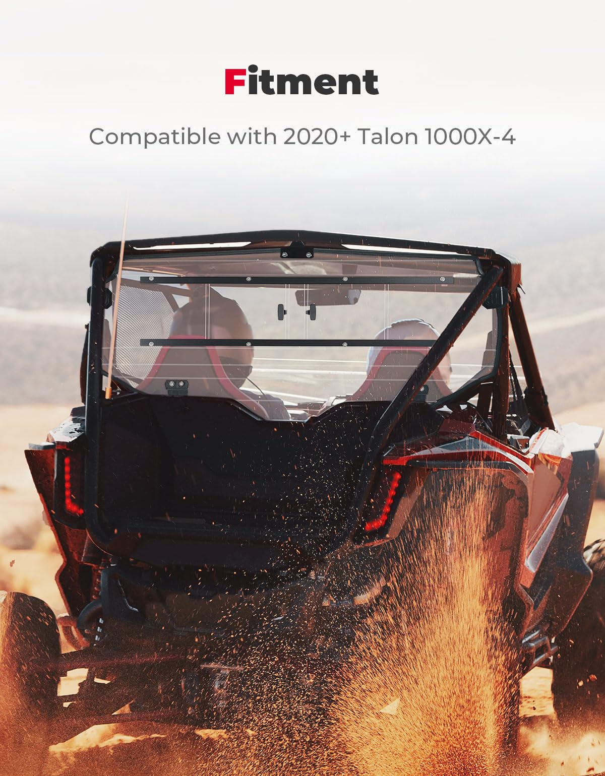 Photo of UTV Rear Windshield Sliding Vented Back Window for Talon 1000X-4 by Kemimoto - Premium for UTVs / Side by Sides