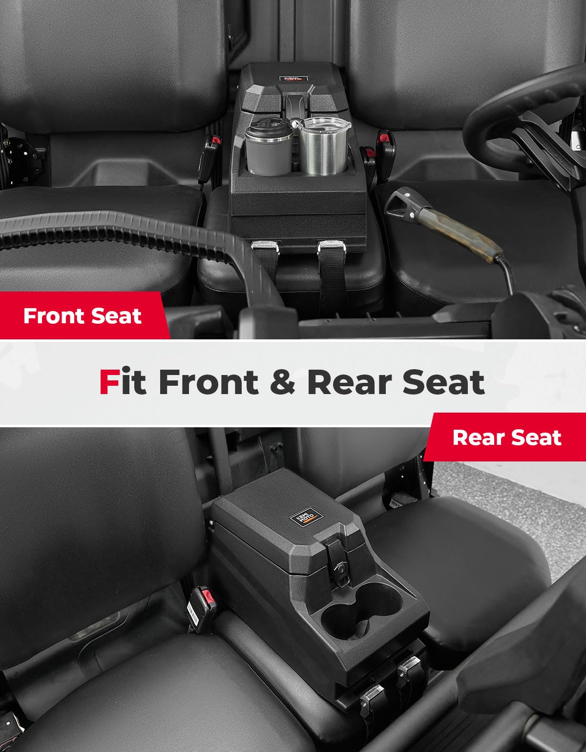 Photo of Bench Seat Console Armrest Box for Can-Am Defender HD10|9|8|7|5 by Kemimoto - Premium for UTVs / Side by Sides