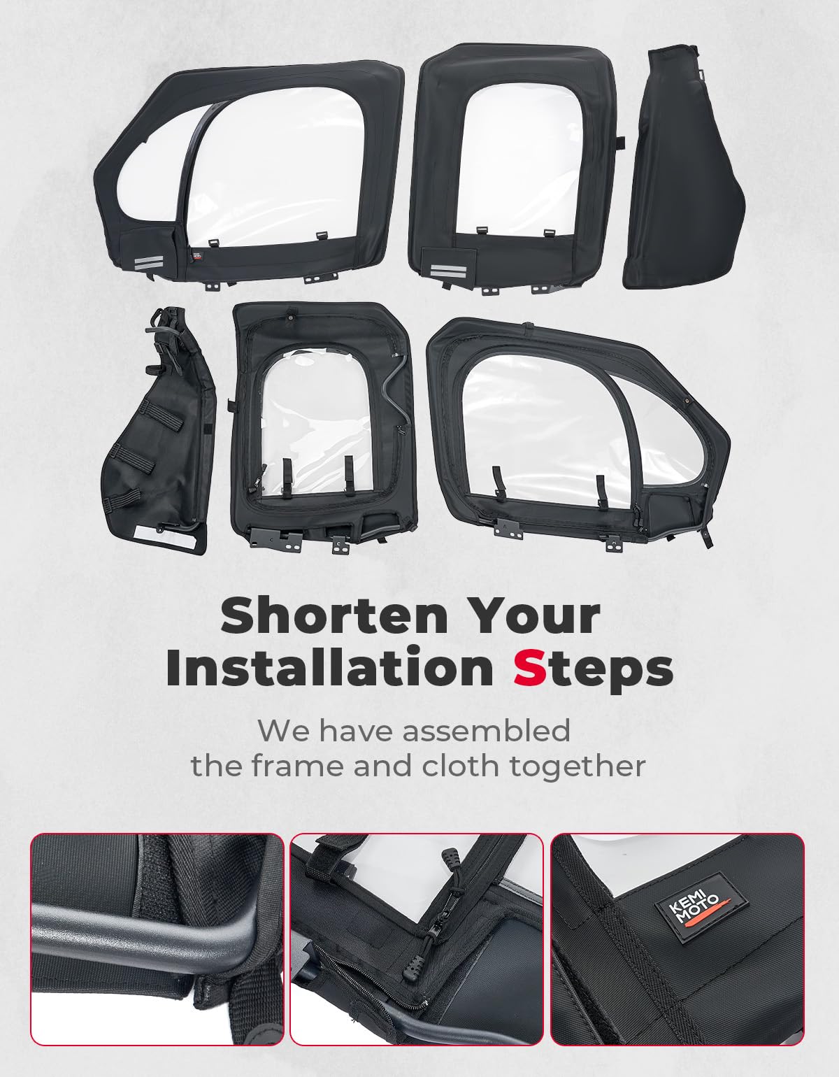 Photo of Soft Upper Doors With Metal Door Frame for Polaris RZR XP 4 1000 2019-2023 by Kemimoto - Premium for UTVs / Side by Sides