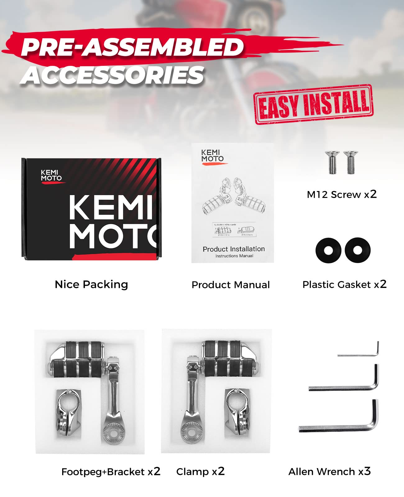 Photo of Highway Pegs, 1 1/4-Inch Foot Rests by Kemimoto - Premium for UTVs / Side by Sides