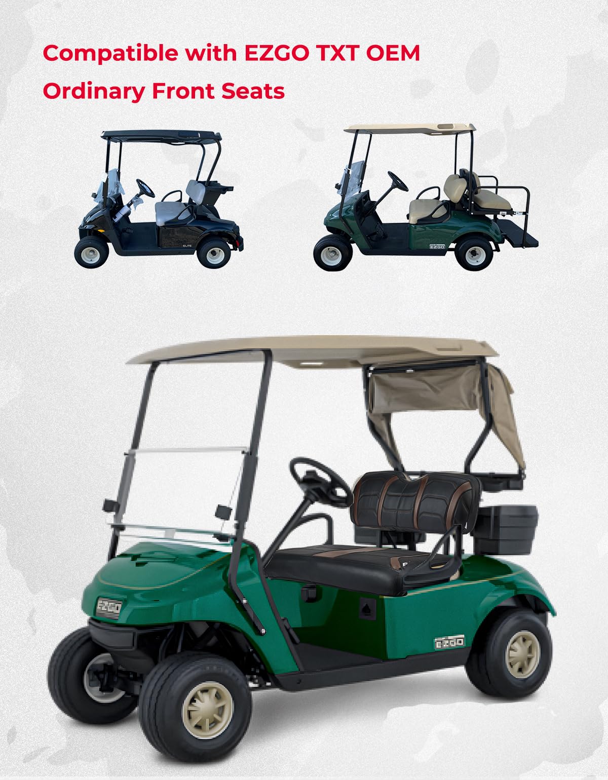 Photo of Seat Covers for EZGO TXT OEM Front Seats by Kemimoto - Premium for UTVs / Side by Sides