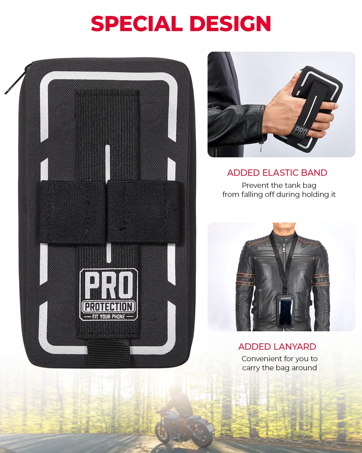 Photo of Motorcycle Waterproof Tank Bag for Cell Phone up to 6.5 Inch by Kemimoto - Premium for UTVs / Side by Sides