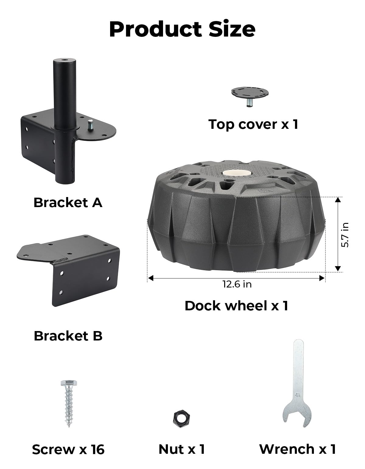 Photo of Kemimoto Boat Dock Bumper Wheel for Straight or Corner Mount, 1 PC, Grey by Kemimoto - Premium for UTVs / Side by Sides
