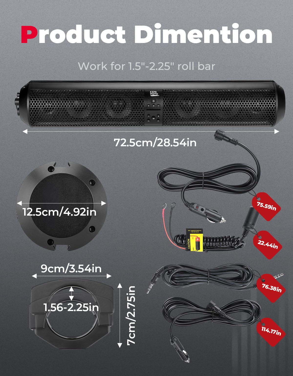 Photo of 28 Inch RGB Bluetooth Soundbar for Boats by Kemimoto - Premium for UTVs / Side by Sides
