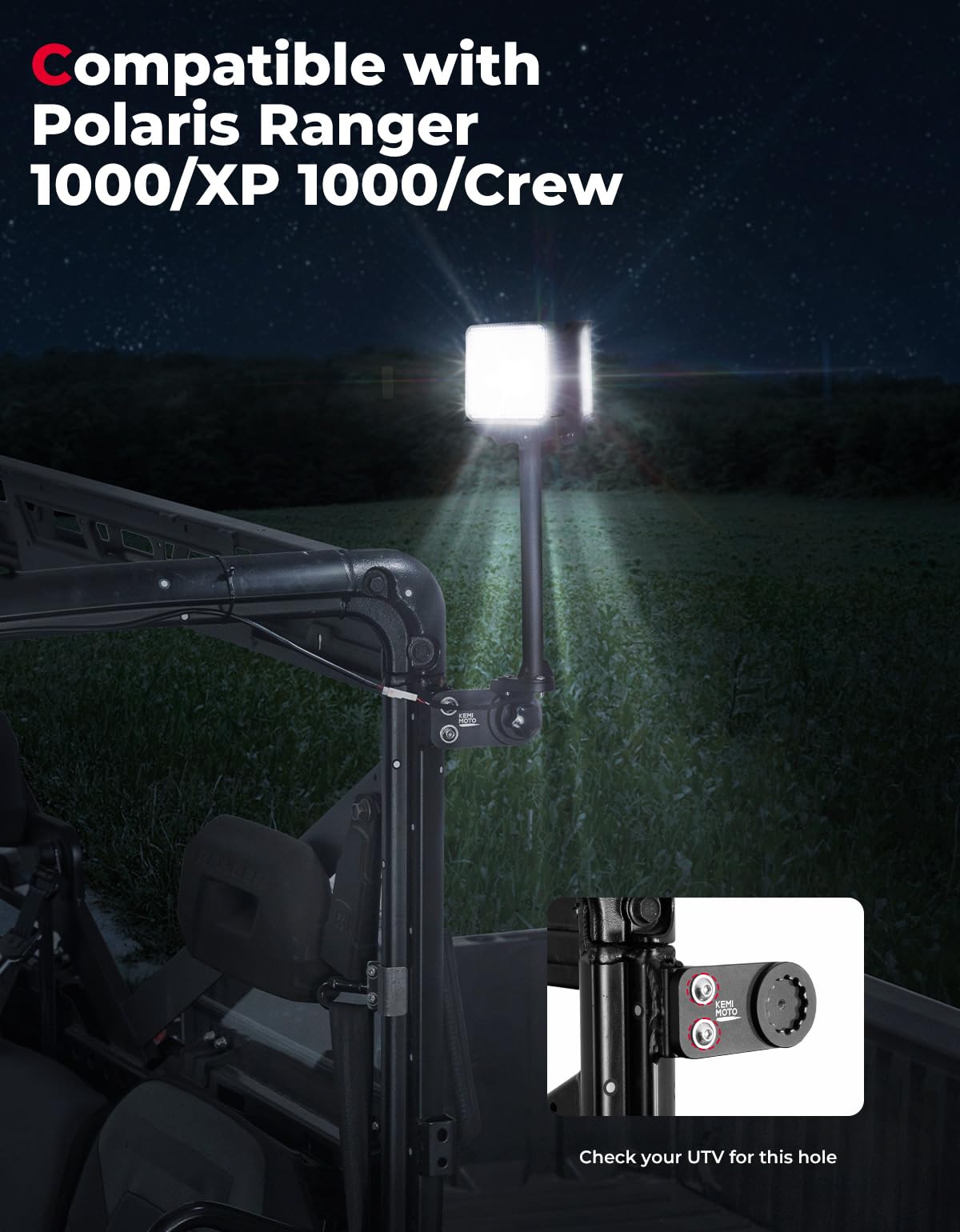 Work Light LED Spotlight for Polaris  Pro XD/ Ranger 1000/ XP 1000 2018-2025