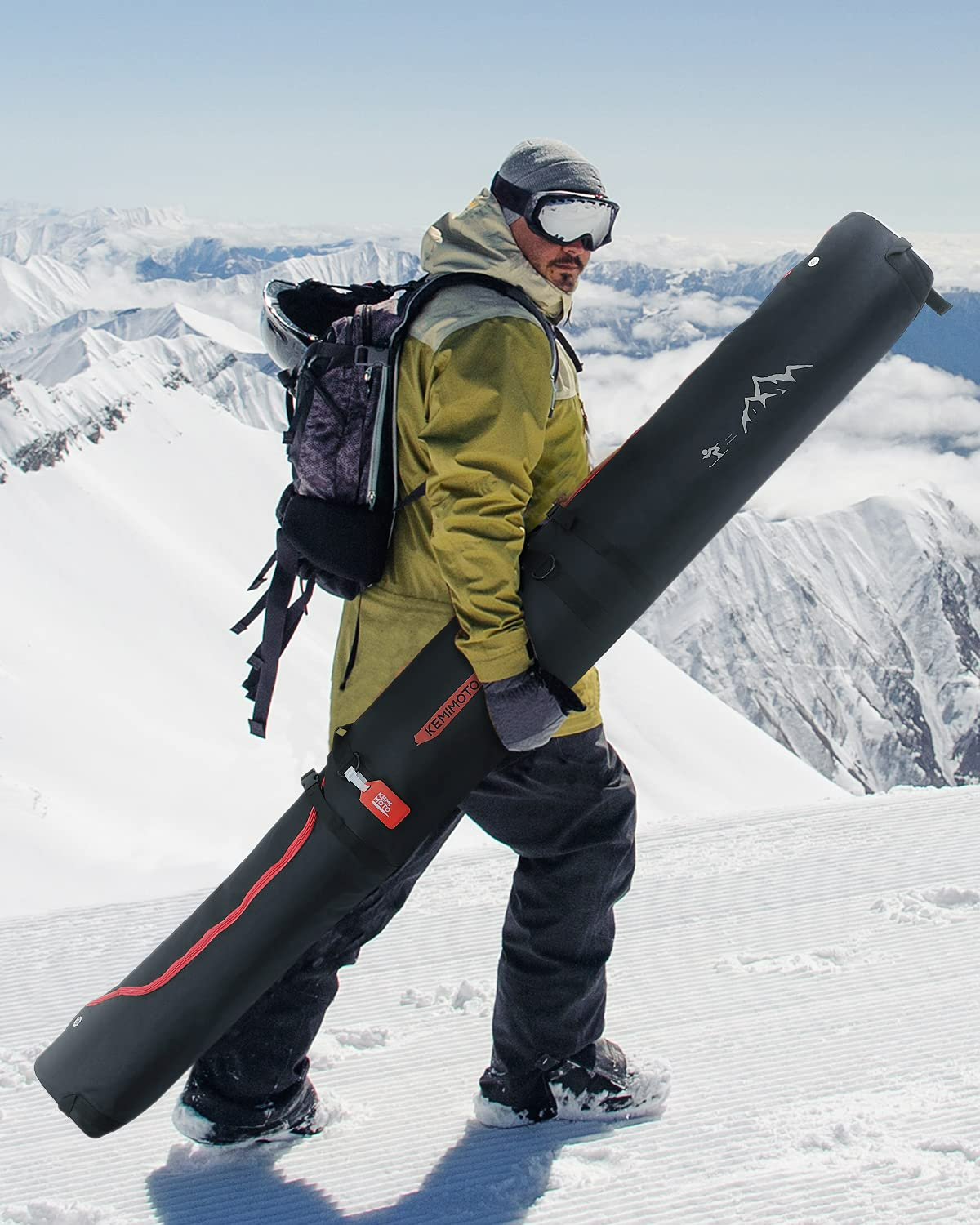 Photo of Ski Bag & Boot Bag Combo Fit Skis Up to 78.74 inches ( Red ) by Kemimoto - Premium for UTVs / Side by Sides