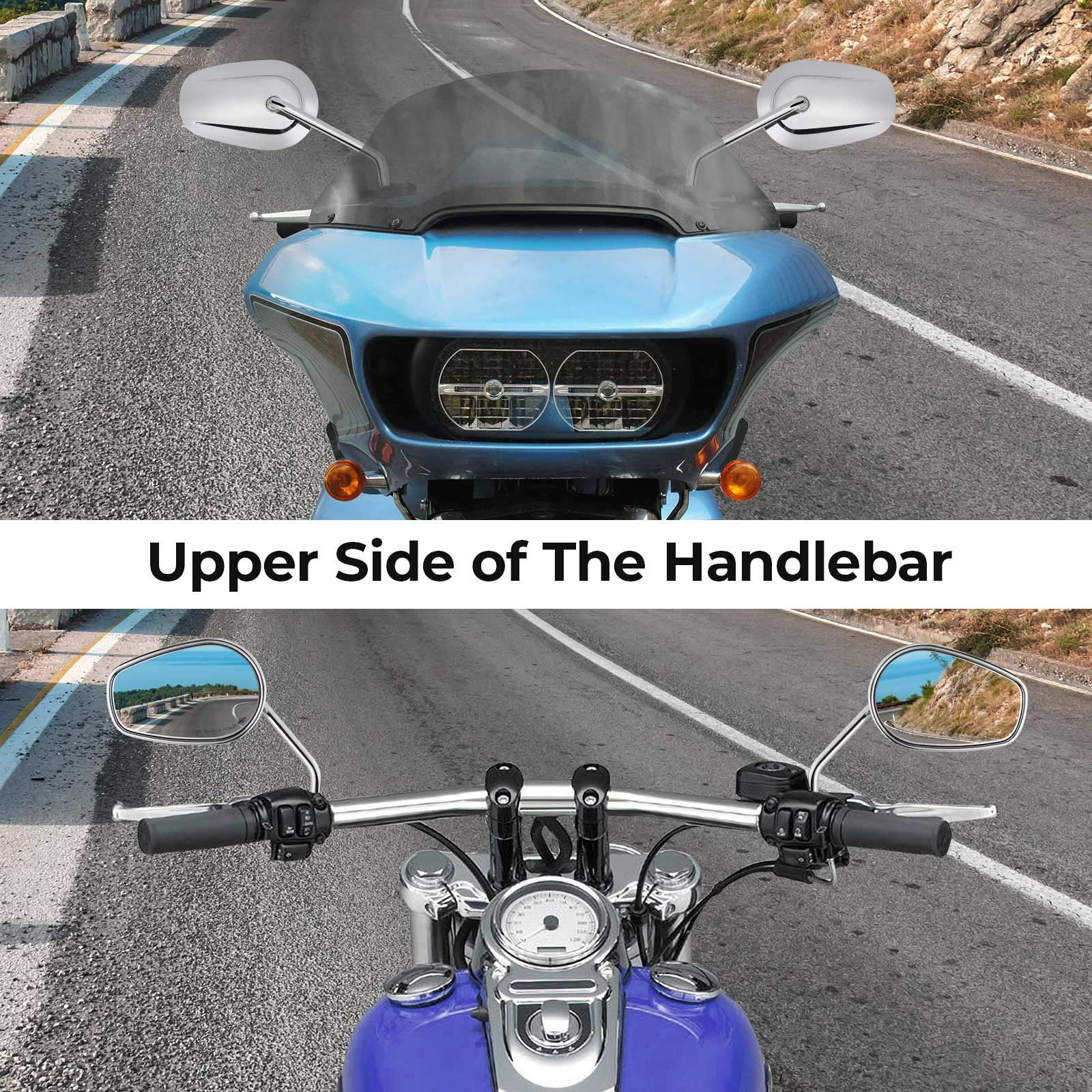 Photo of Side Rear View Mirrors with M8 Thread for Harley by Kemimoto - Premium for UTVs / Side by Sides
