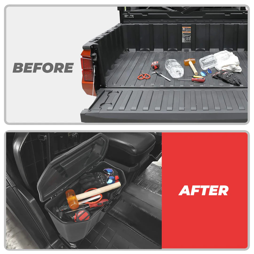 Photo of Removable Storage Box & Center Underseat Storage Box for Can Am Defender by Kemimoto - Premium for UTVs / Side by Sides