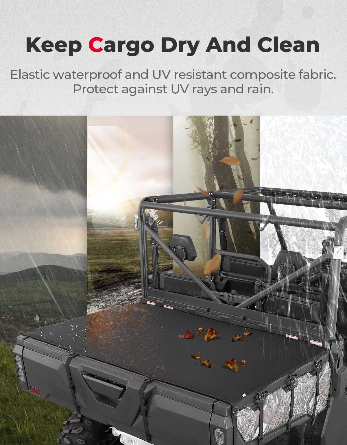 Photo of Soft Cargo Bed Cover for CFMOTO UFORCE 1000/1000 XL by Kemimoto - Premium for UTVs / Side by Sides