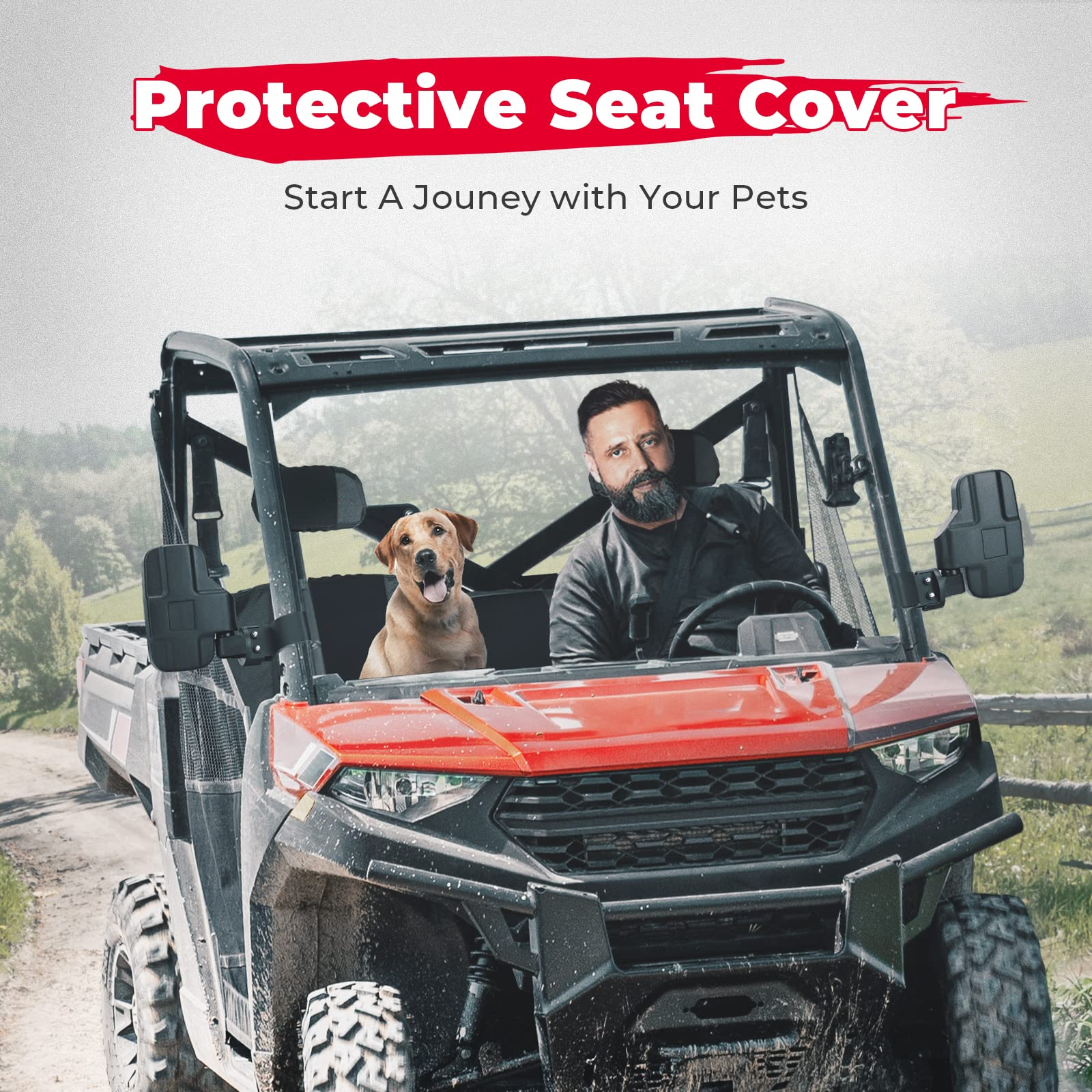 Photo of Split Bench Seat Covers for Polaris Ranger XP 1000/CREW (6 PCS) by Kemimoto - Premium for UTVs / Side by Sides