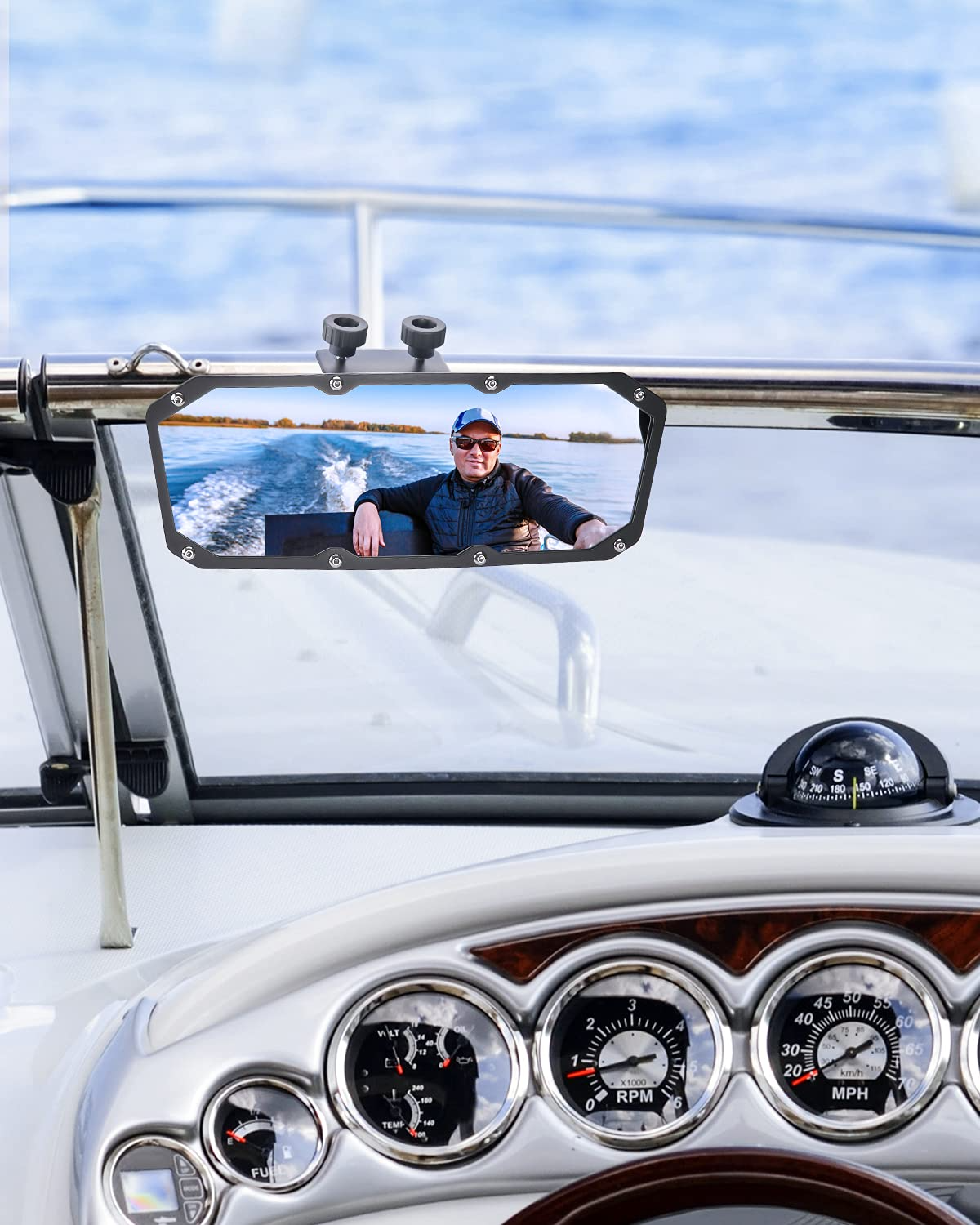 Photo of Universal Marine Boat Rear View Mirror by Kemimoto - Premium for UTVs / Side by Sides