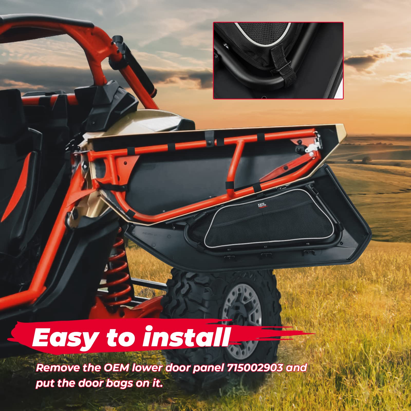 Photo of Lower Door Storage Bags for Can Am Maverick X3/MAX - Set of Two by Kemimoto - Premium for UTVs / Side by Sides