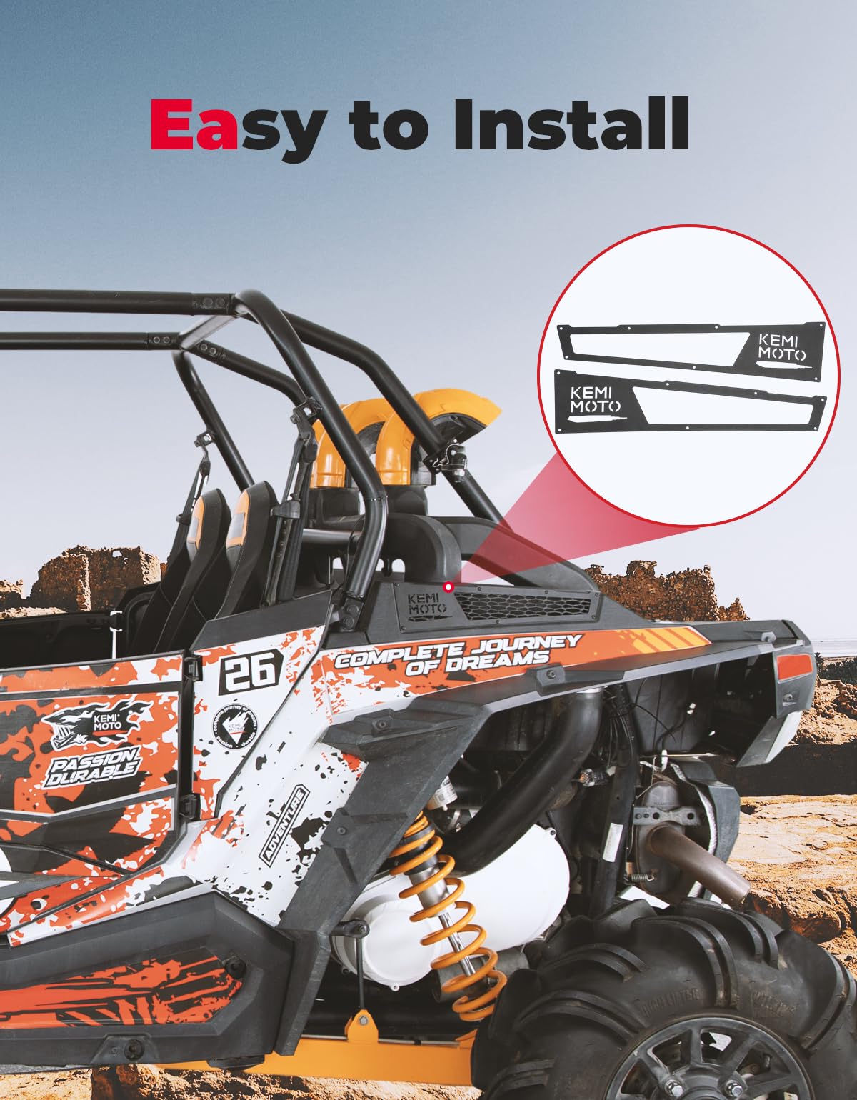 Photo of Side Vent Covers for RZR XP 1000/ 4 1000 (2014-2023) by Kemimoto - Premium for UTVs / Side by Sides