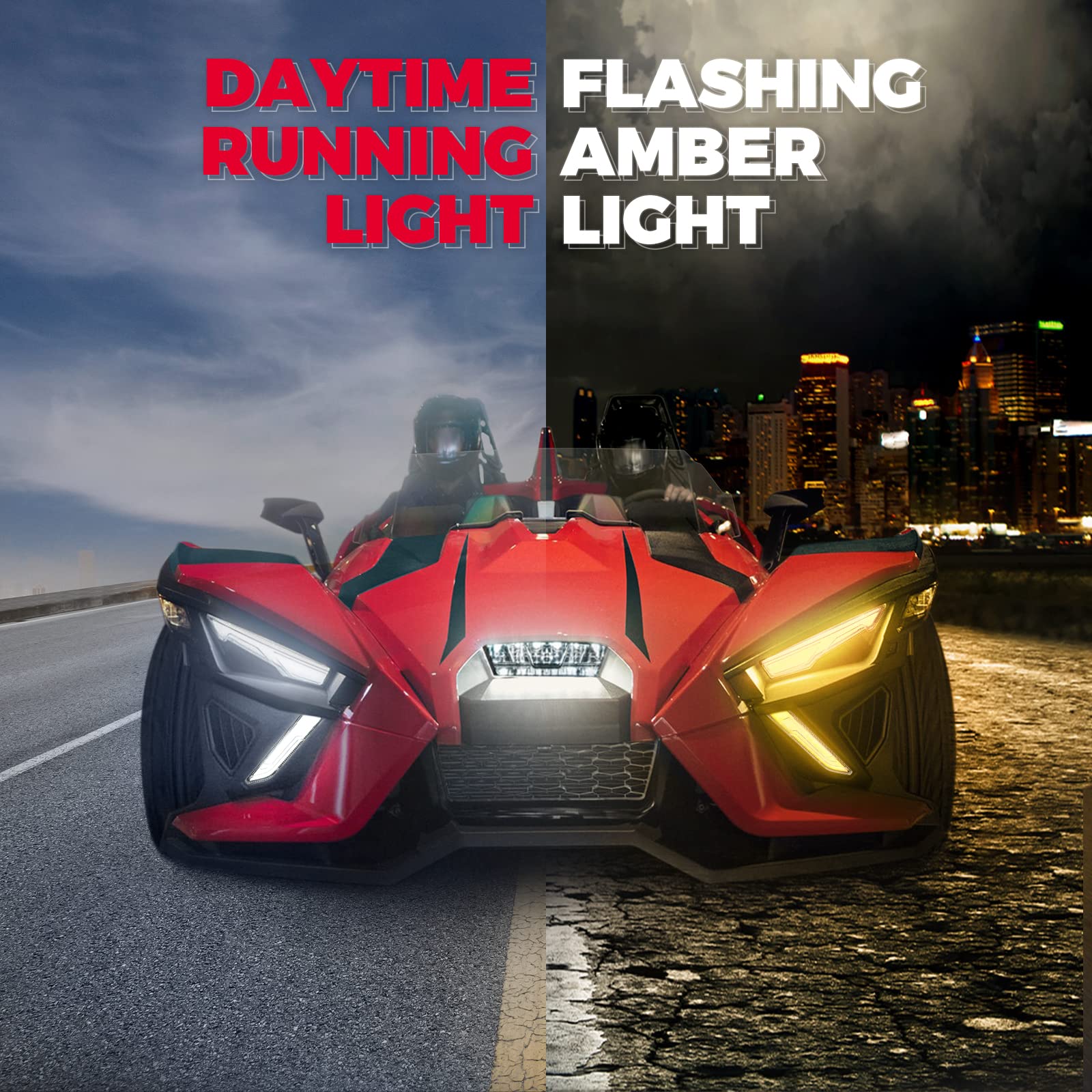 Photo of Kemimoto Front Lower Accent Panel Light Kit & Lower Accent Pannel Kit for Polaris Slingshot by Kemimoto - Premium for UTVs / Side by Sides