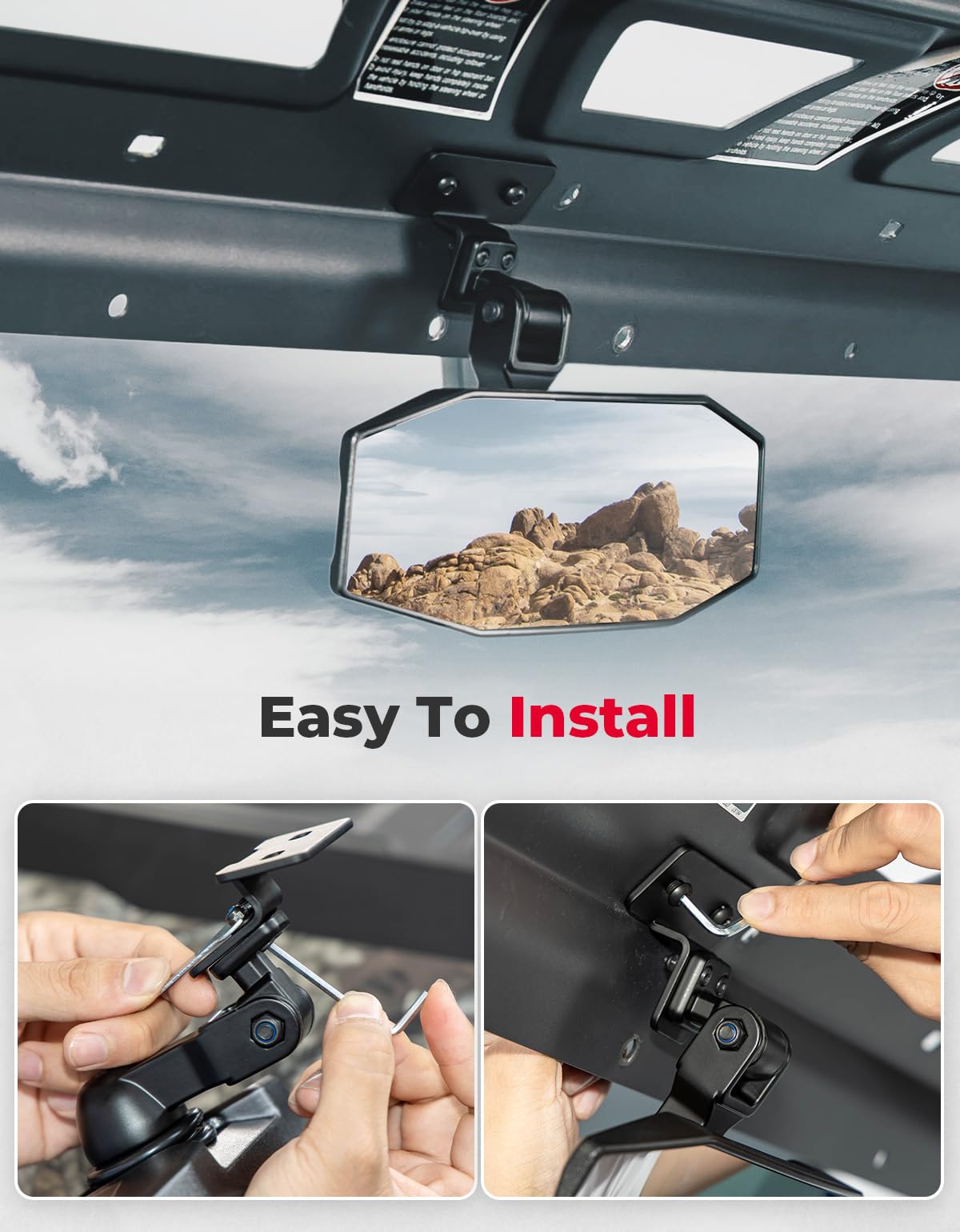 Photo of Rear View Mirror for CFMOTO Uforce 1000/1000 XL by Kemimoto - Premium for UTVs / Side by Sides