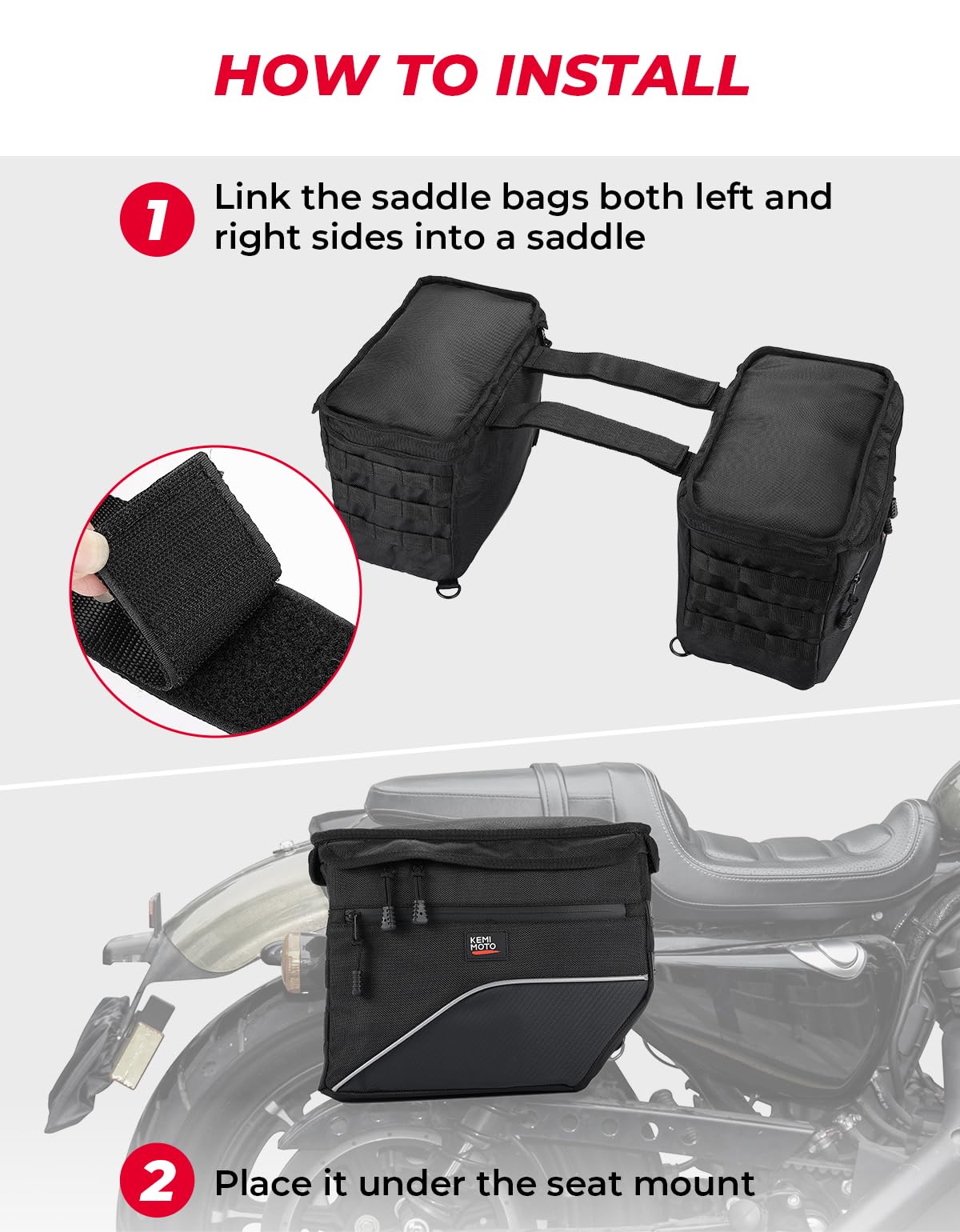 Photo of Upgrade Motorcycle 26L Universal Middle-Sized Saddle Bags by Kemimoto - Premium for UTVs / Side by Sides