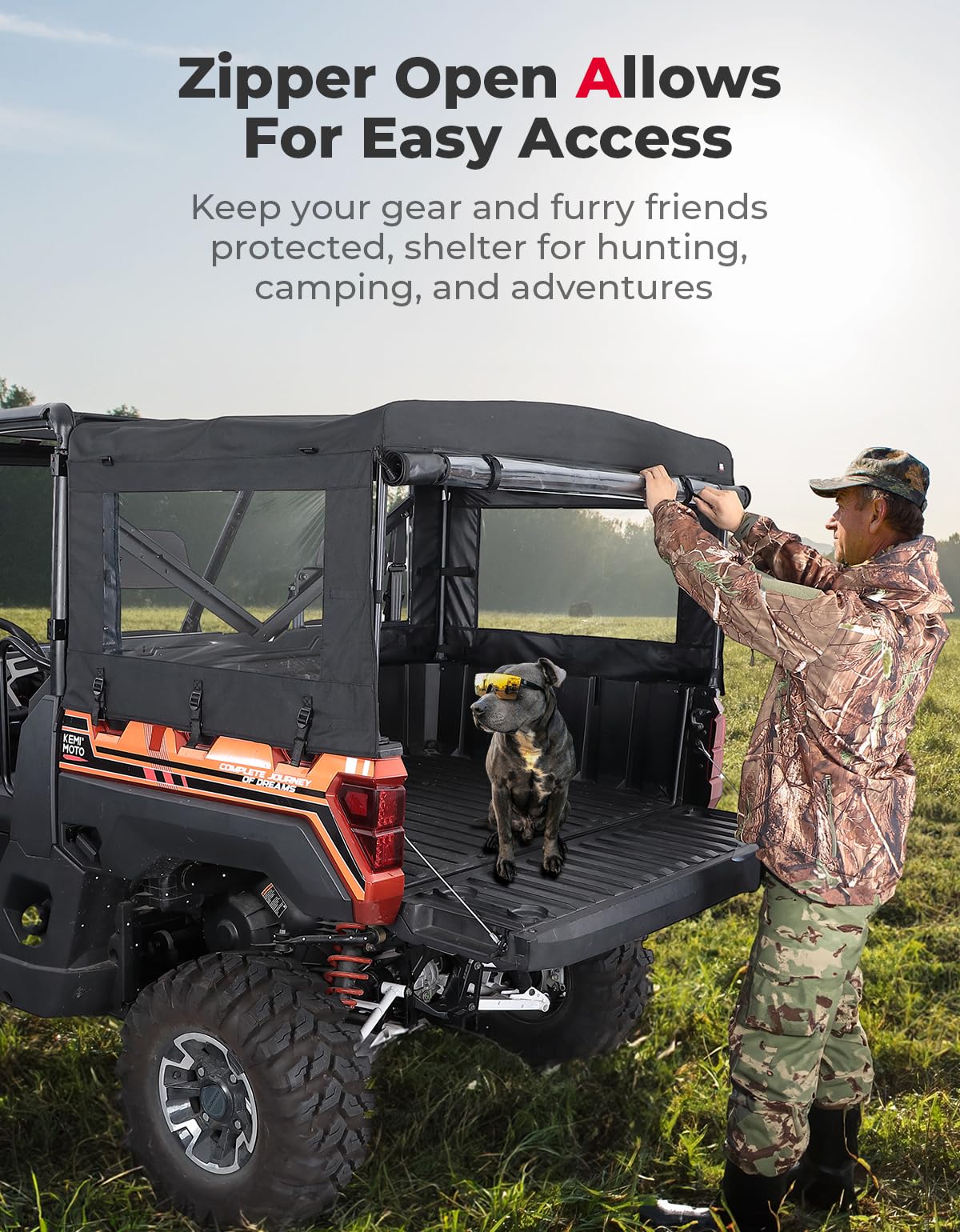 Photo of UTV Soft Cargo Camper Bed Cover Rack for Polaris Ranger 570 Full-size/XP 900/1000 / XP 1000 / Crew by Kemimoto - Premium for UTVs / Side by Sides