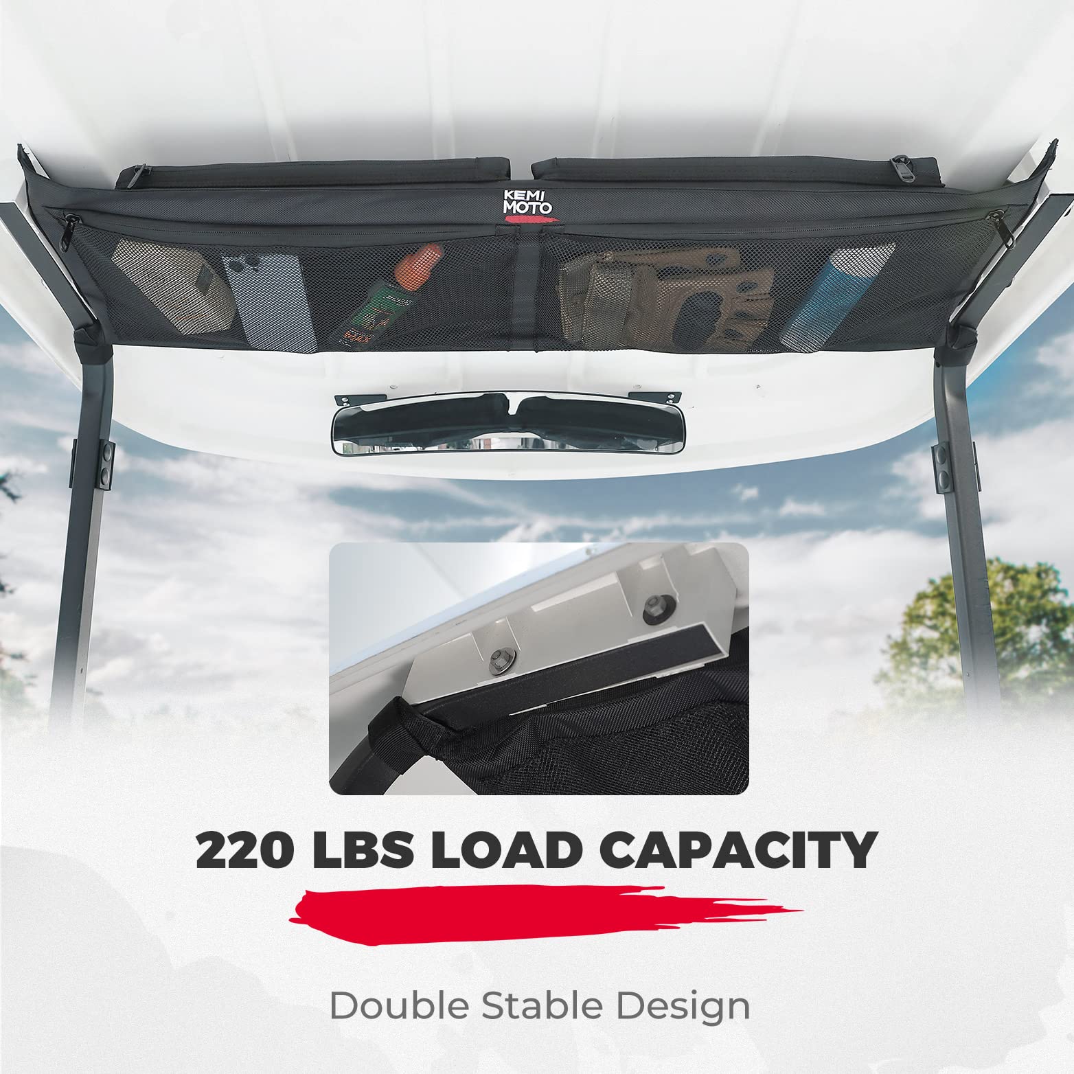 Photo of Golf Cart Overhead Storage Bag for Precedent, Tempo, Onward by Kemimoto - Premium for UTVs / Side by Sides