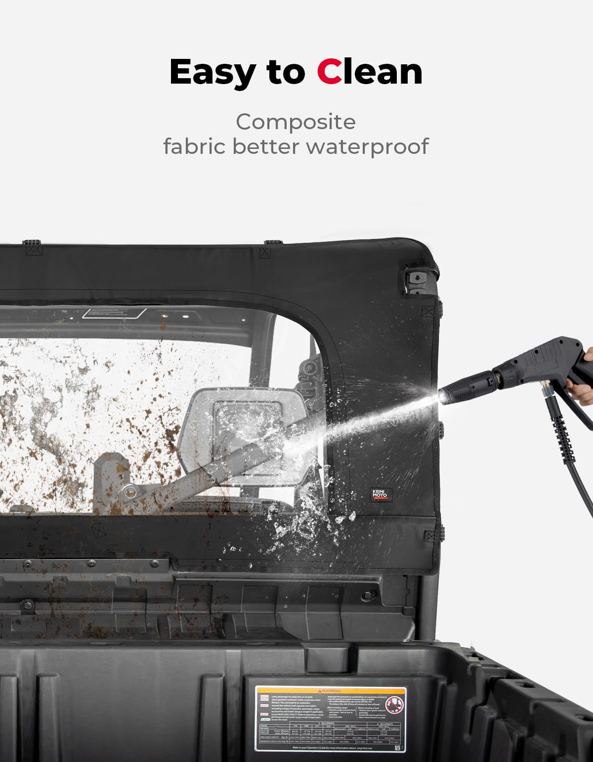 Photo of Soft Rear Windshield with Zipper for Can-Am Defender HD10|9|8|7|5 by Kemimoto - Premium for UTVs / Side by Sides