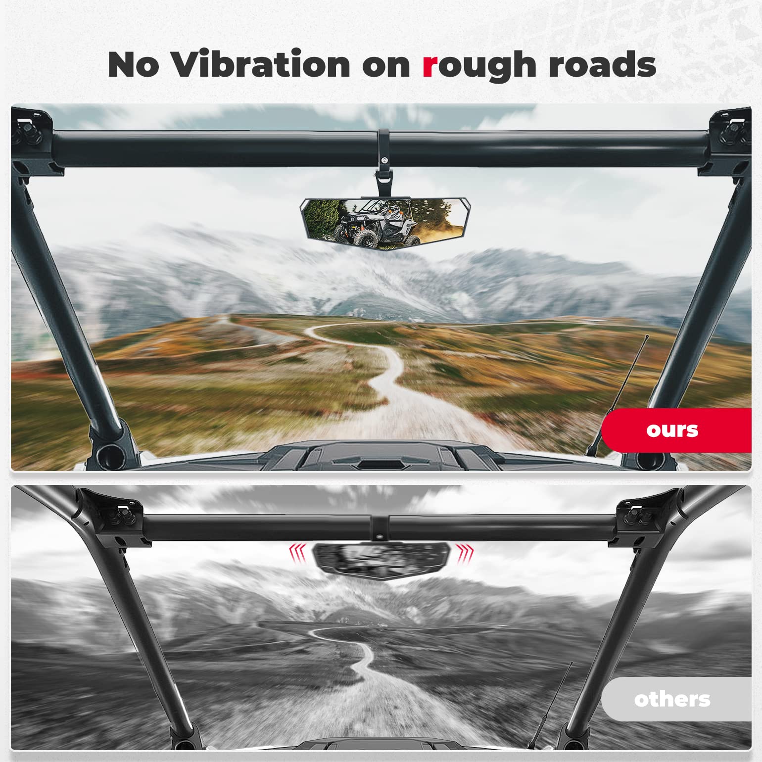 Photo of Upgraded Convex UTV Mirror for 1.75"-2" Crossbar by Kemimoto - Premium for UTVs / Side by Sides