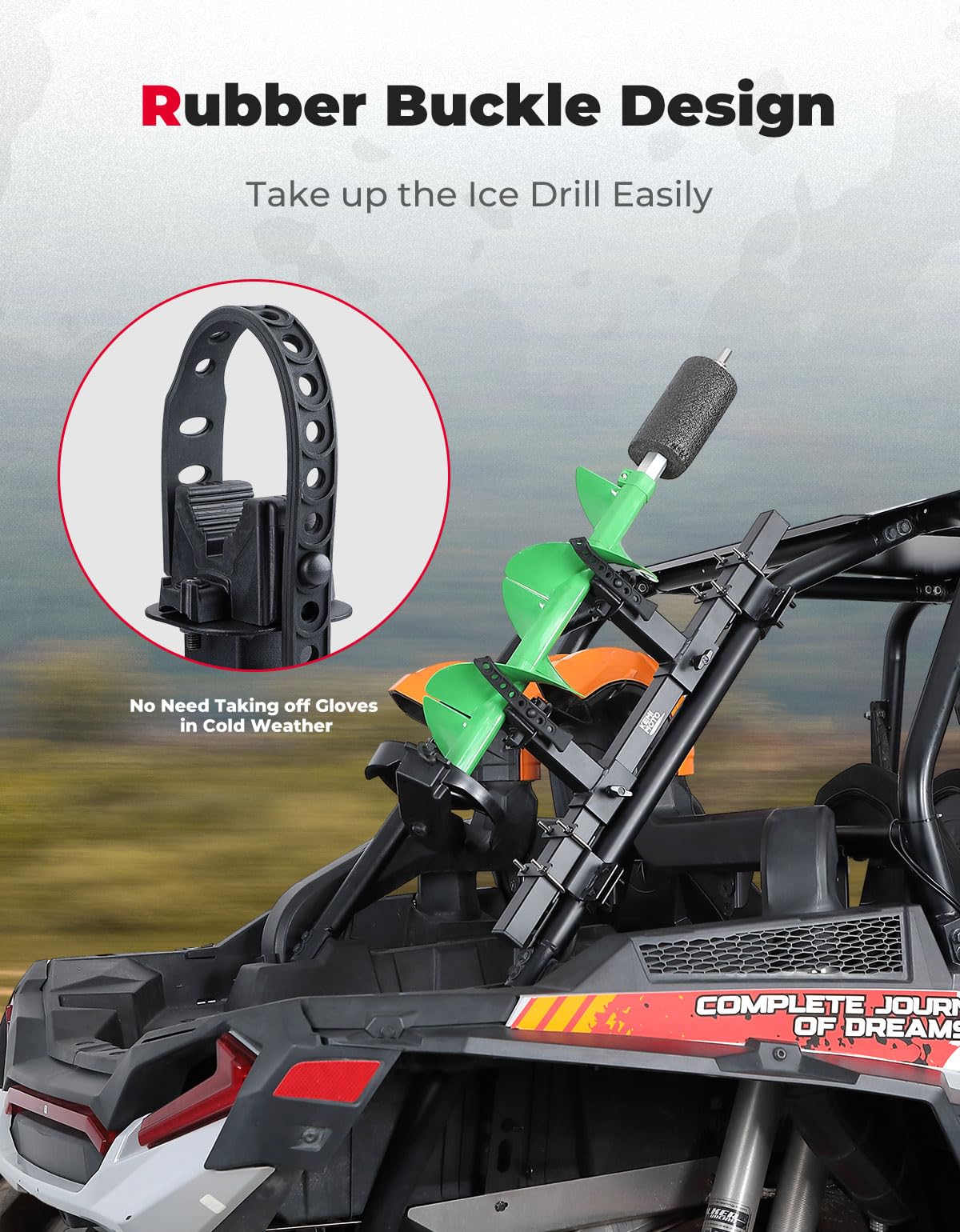 Photo of UTV Ice Auger Holder for 1.65''-2'' Roll Bar by Kemimoto - Premium for UTVs / Side by Sides