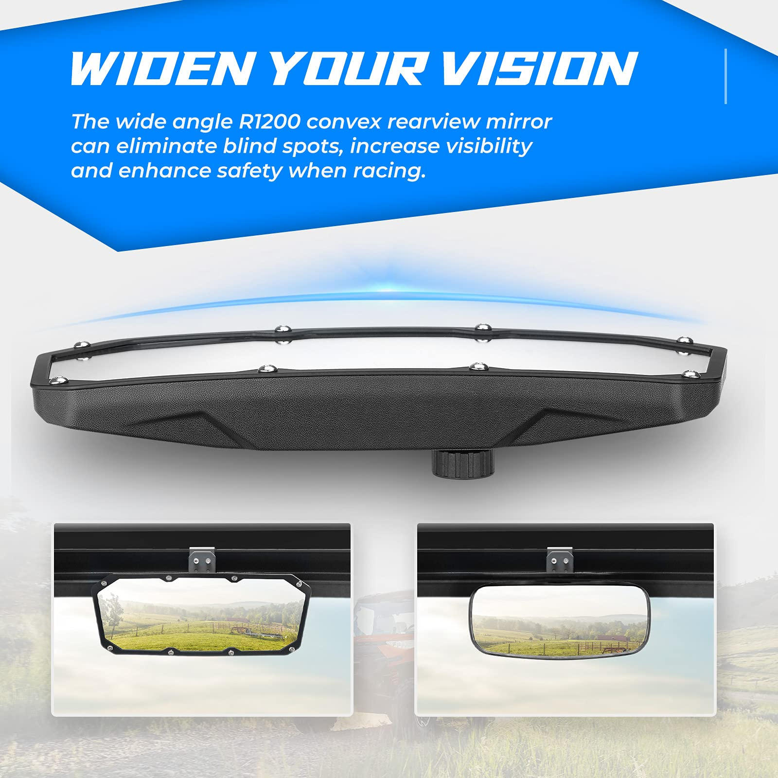 Photo of Rear View Mirror for Polaris Ranger 500/570/900 XP S/1000 XP by Kemimoto - Premium for UTVs / Side by Sides