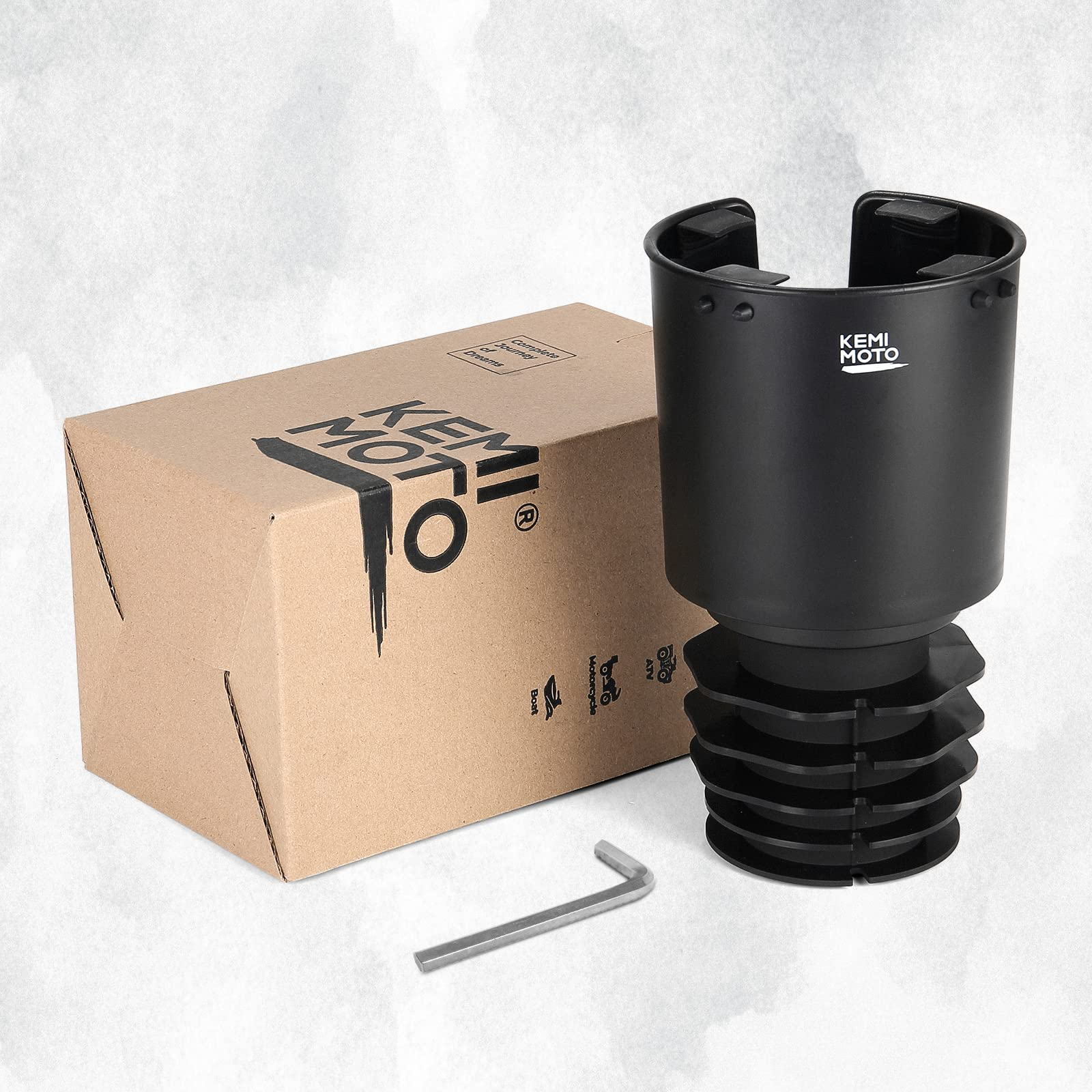 Photo of Universal Car Cup Holder Expander (Long Base Model) with Offset Base by Kemimoto - Premium for UTVs / Side by Sides