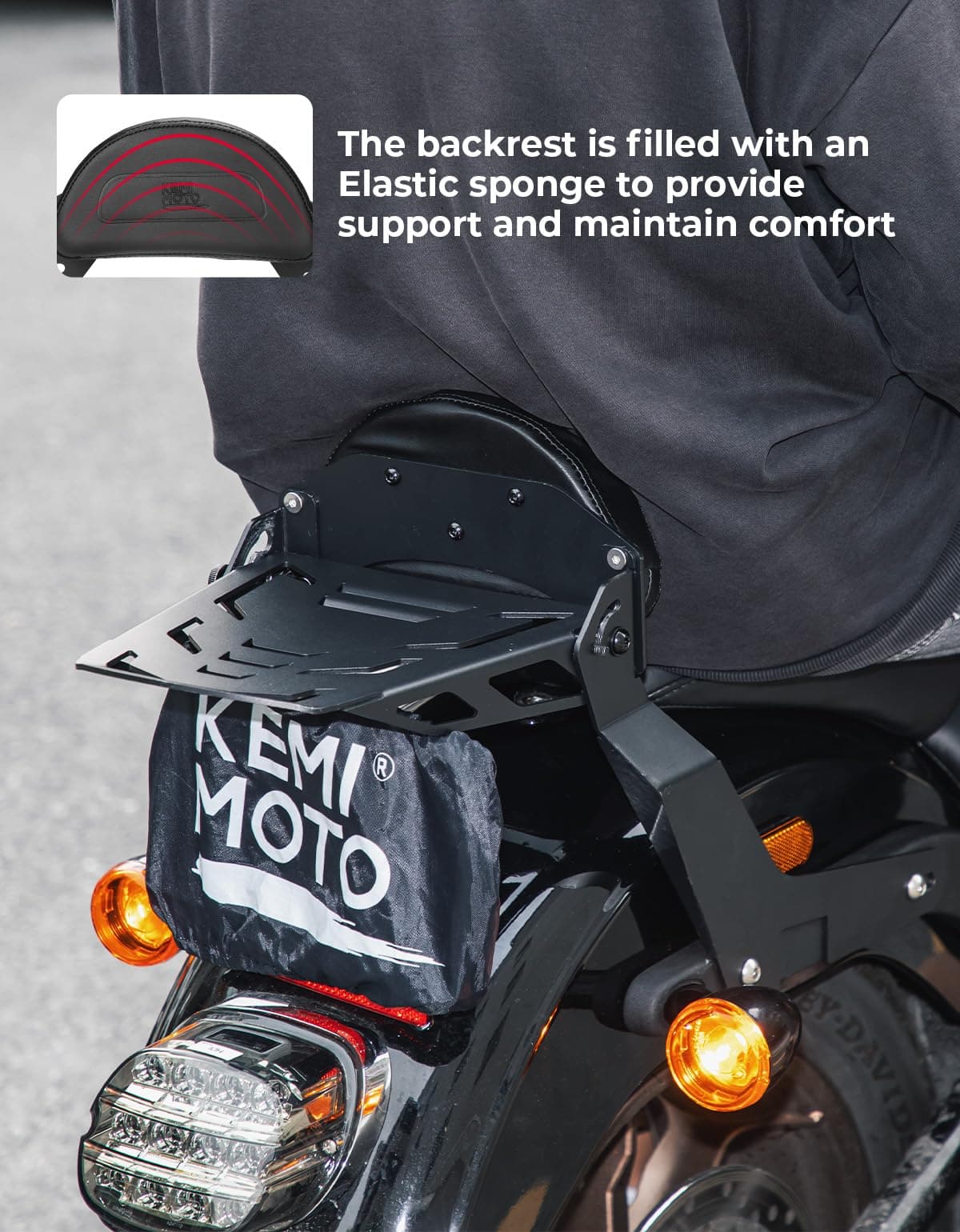 Photo of Passenger Backrest Sissy Bar with Luggage Rack and Docking Hardware Kits by Kemimoto - Premium for UTVs / Side by Sides