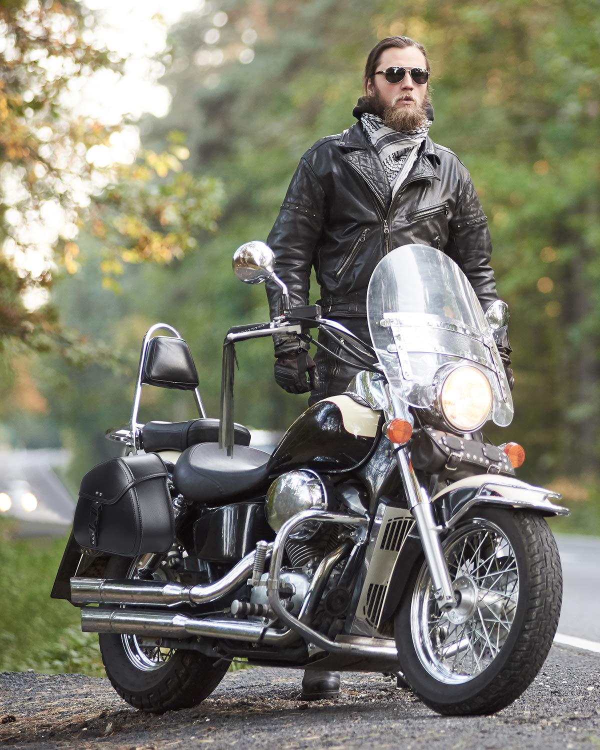 Photo of 24L PU Leather Motorcycle Saddlebags by Kemimoto - Premium for UTVs / Side by Sides