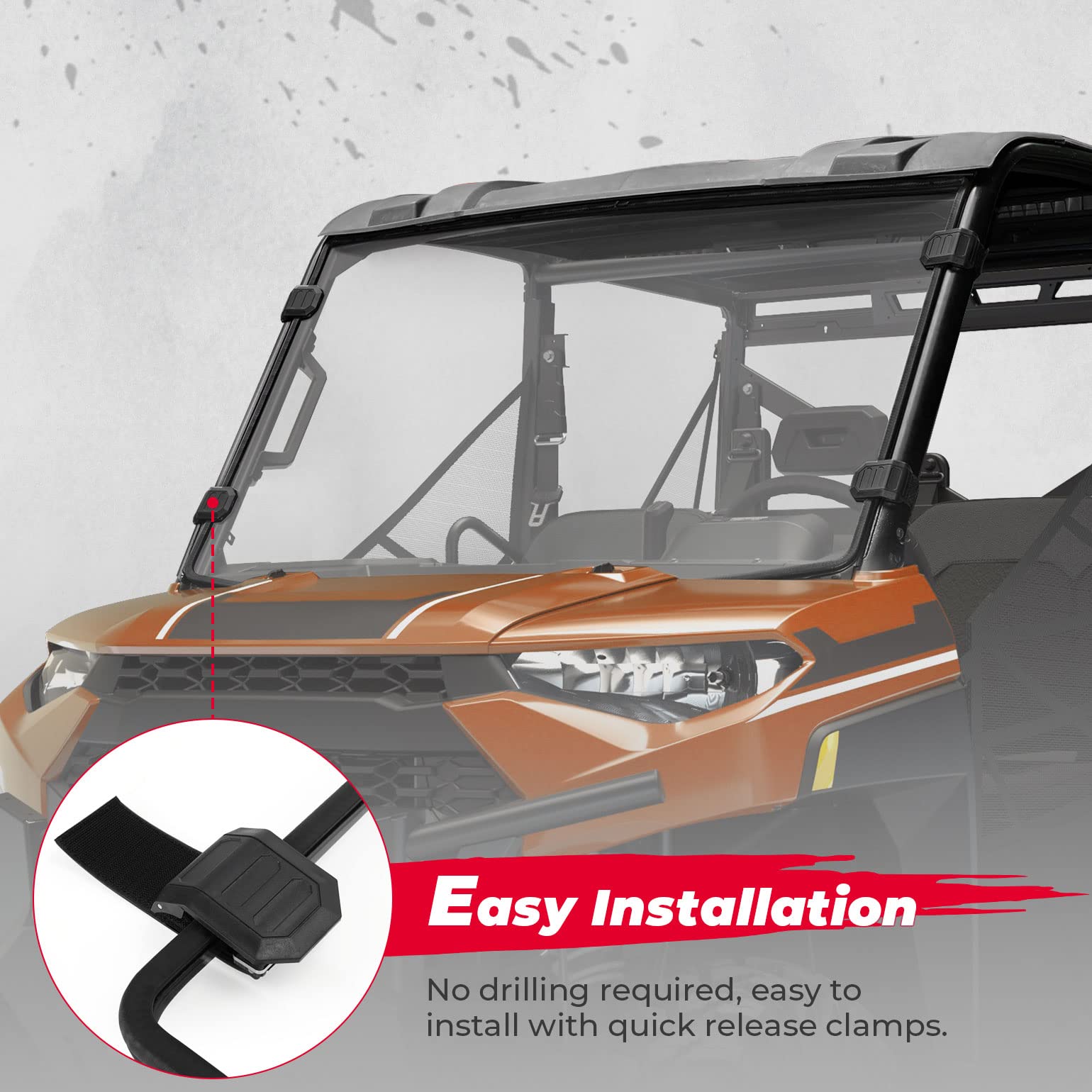 Photo of Kemimoto Front Windshield for Ranger XP 1000/Crew /Ranger 1000/Crew 2017-2025 by Kemimoto - Premium for UTVs / Side by Sides
