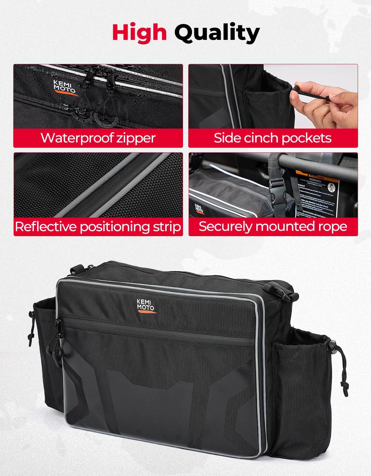 Photo of UTV Storage Bag for Pioneer 1000-6/RZR XP 1000 4/Defender Max by Kemimoto - Premium for UTVs / Side by Sides